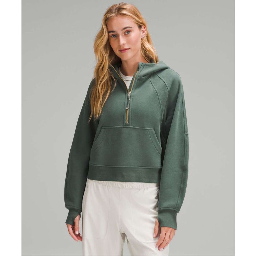Lululemon Scuba Oversized Half Zip Hoodie *Gold Zip in Dark Forest Size XS/S